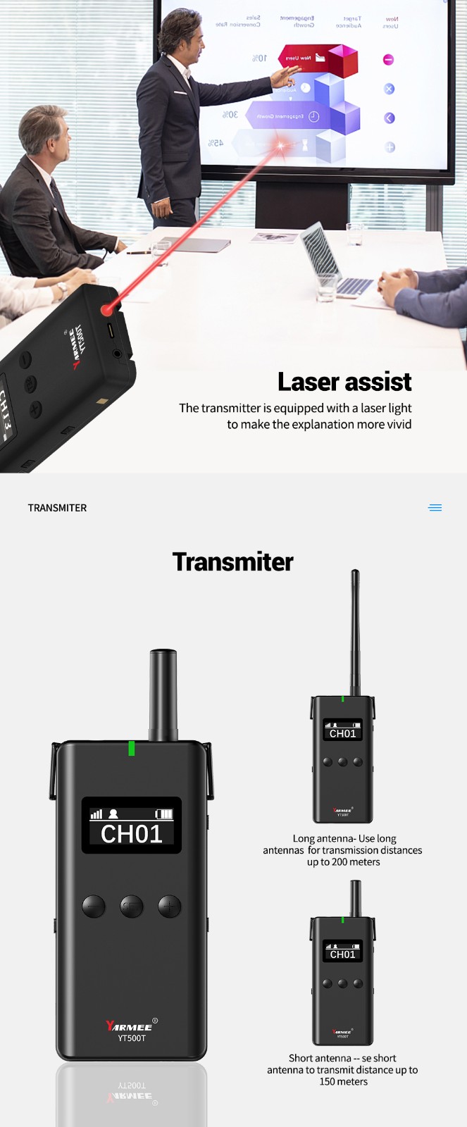 2.4G無線導游系統耳掛式接收器YT500